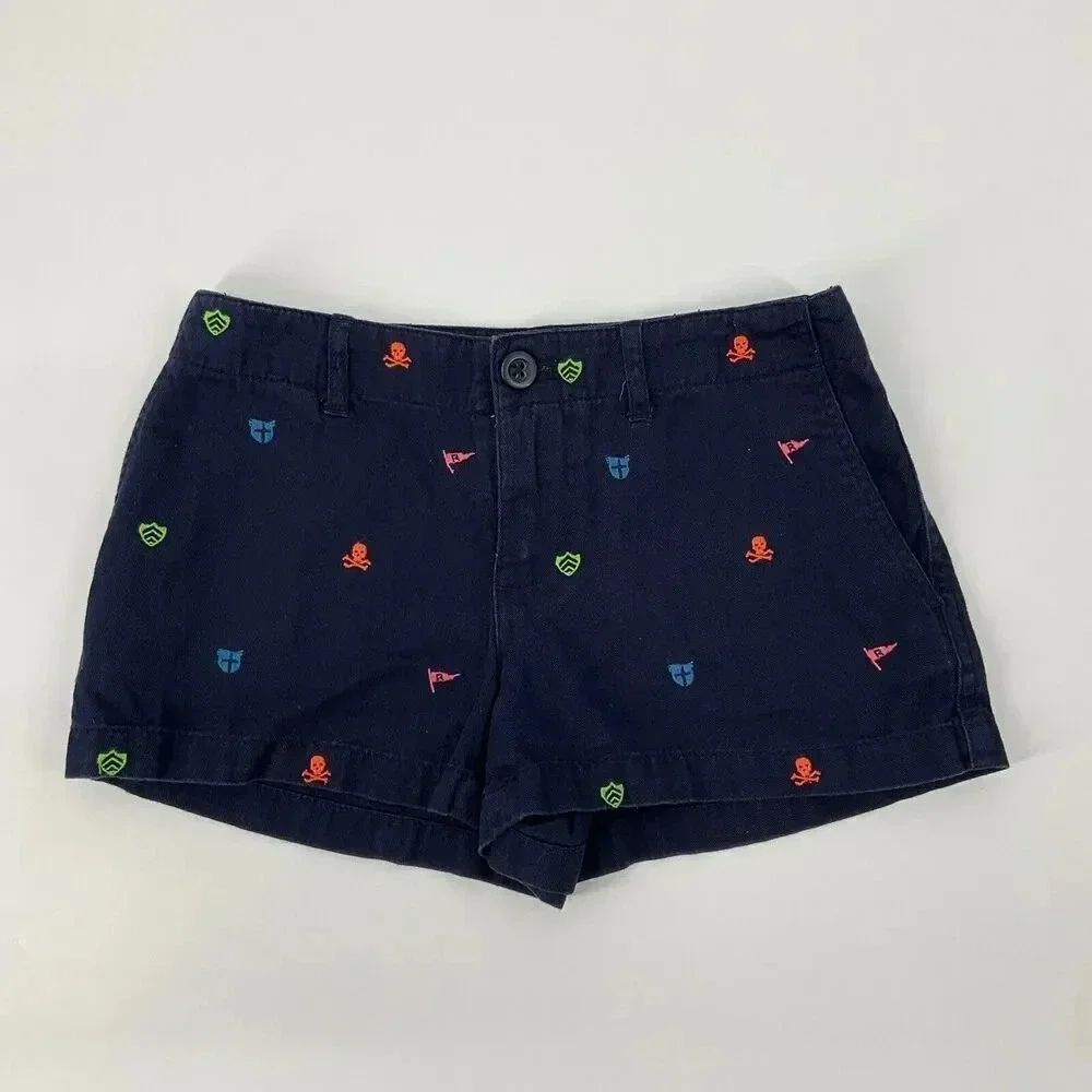 RALPH LAUREN Shorts Girls Size 8 Chino Halloween Neon Skulls Blue Label‎ Holiday